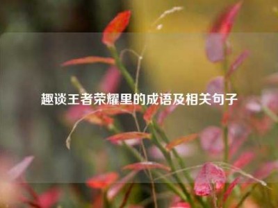 趣谈王者荣耀里的成语及相关句子