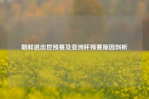朝鲜退出世预赛及亚洲杯预赛原因剖析