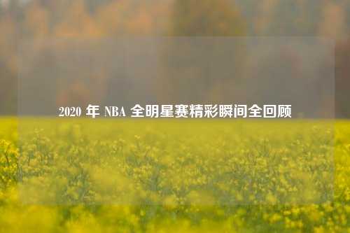 2020 年 NBA 全明星赛精彩瞬间全回顾