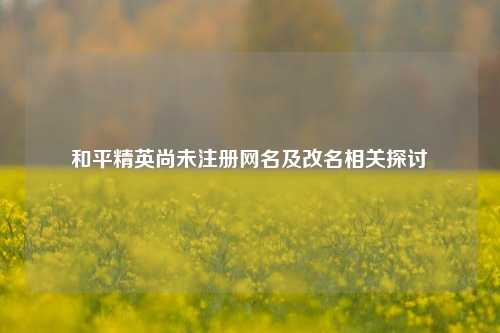 和平精英尚未注册网名及改名相关探讨